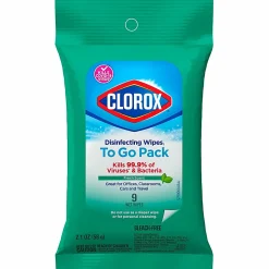 Clorox Bleach-Free Disinfecting Wipes, To-Go Pack, Fresh Scent, 2-13/16” x 6-9/16”, 9 Wipes Per Pack, White, Case Of 24 Packs