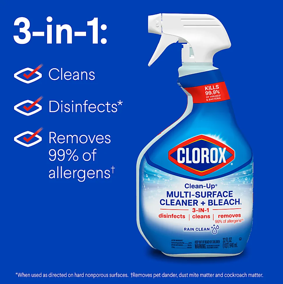 Clorox Clean-Up Multi-Surface Cleaner with Bleach, Rain Clean, Spray Bottle, 32 Fluid Ounces (30058)