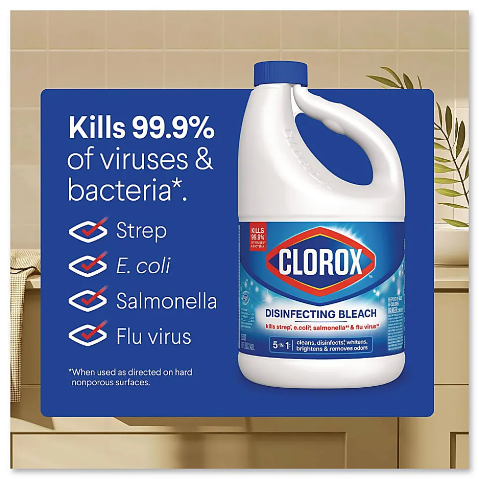 Clorox® Concentrated Regular Disinfecting Bleach, 81 oz Bottle, 6/Carton