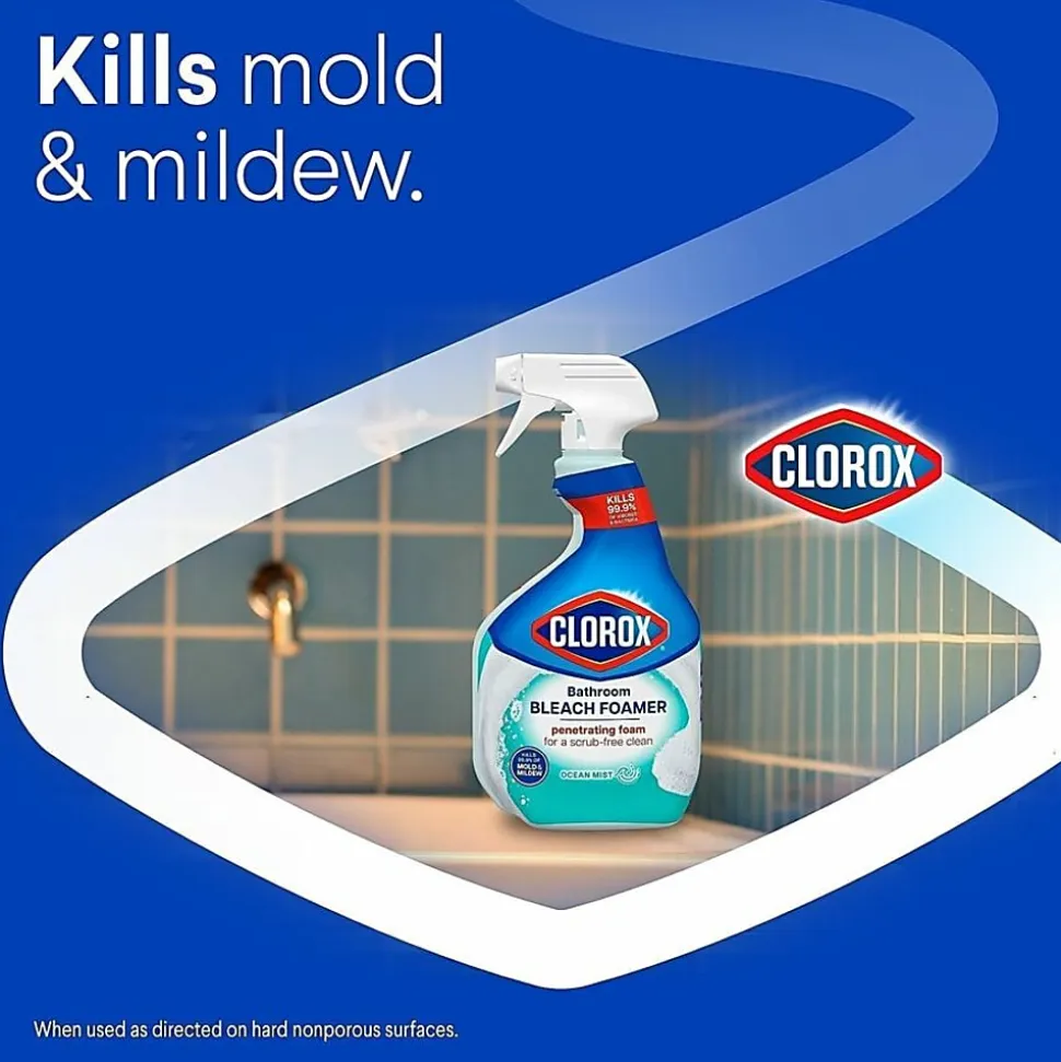 Clorox Disinfecting Bathroom Foamer with Bleach - For Bathroom - 30 fl oz - Ocean Mist Scent - Disinfectant - Clear Spray Bottle - 9/Carton - 30614CT