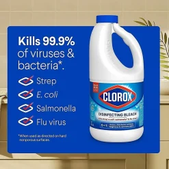 Clorox Disinfecting Bleach Concentrate, Regular Scent, 43 Oz, White, Carton Of 6 Jugs