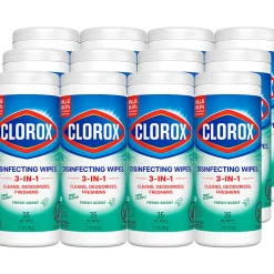 Clorox® Disinfecting Bleach Free Cleaning Wipes, Fresh Scent, 35 Wipes Per Canister, Box Of 12 Canisters