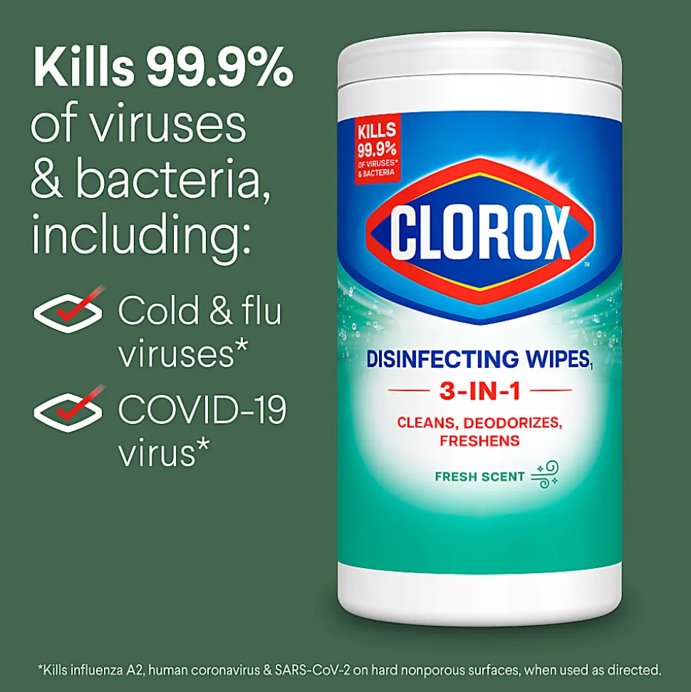 Clorox® Disinfecting Bleach Free Cleaning Wipes, Fresh Scent, 35 Wipes Per Canister, Box Of 12 Canisters