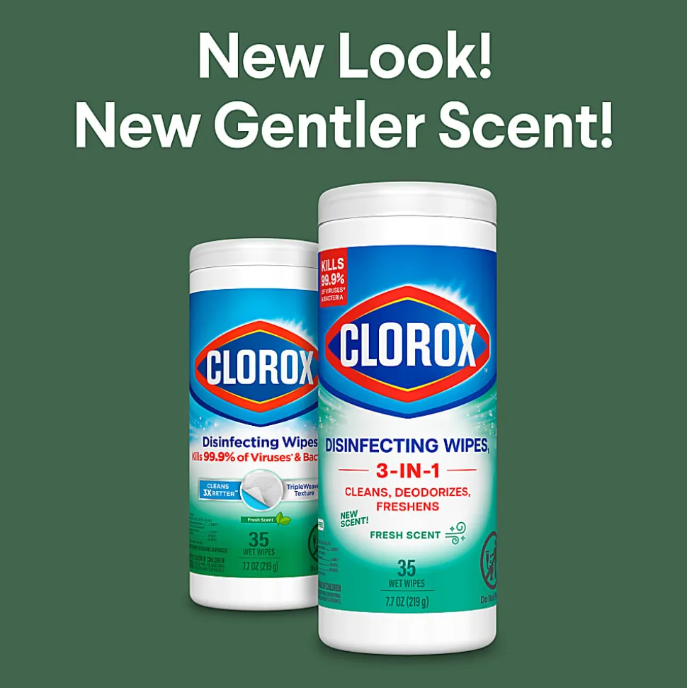 Clorox® Disinfecting Bleach Free Cleaning Wipes, Fresh Scent, 35 Wipes Per Canister, Box Of 12 Canisters