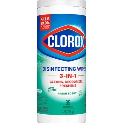 Clorox® Disinfecting Bleach Free Cleaning Wipes, Fresh Scent, 35 Wipes Per Canister, Box Of 12 Canisters