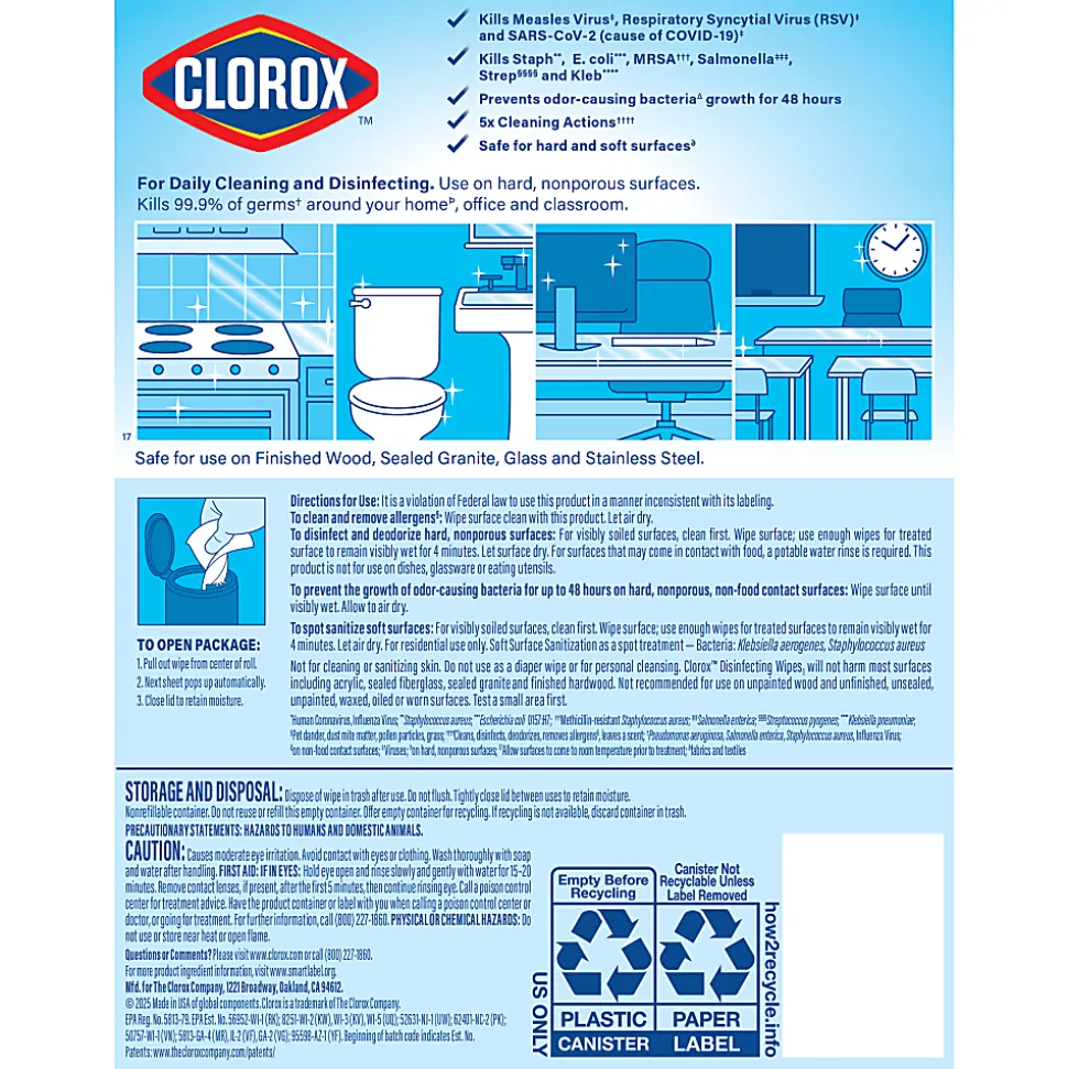 Clorox® Disinfecting Bleach Free Cleaning Wipes, Fresh Scent, 35 Wipes Per Canister, Box Of 12 Canisters