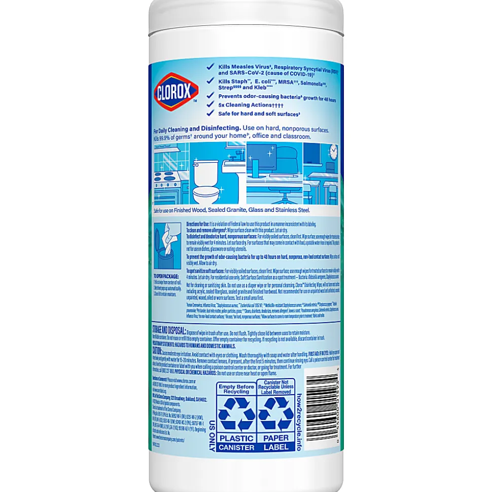 Clorox® Disinfecting Bleach Free Cleaning Wipes, Fresh Scent, 35 Wipes Per Canister, Box Of 12 Canisters