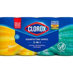 Clorox Disinfecting Cleaning Wipes Variety Pack, Bleach Free, Fresh Scent and Crisp Lemon, 75 Count Each, Pack of 4