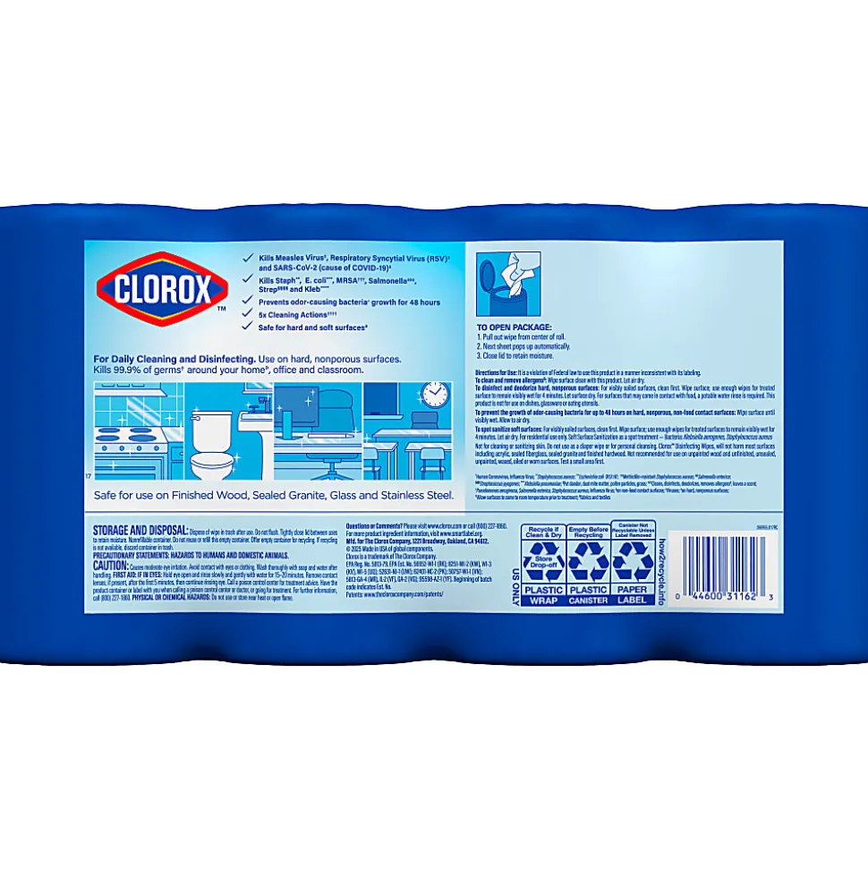 Clorox Disinfecting Cleaning Wipes Variety Pack, Bleach Free, Fresh Scent and Crisp Lemon, 75 Count Each, Pack of 4