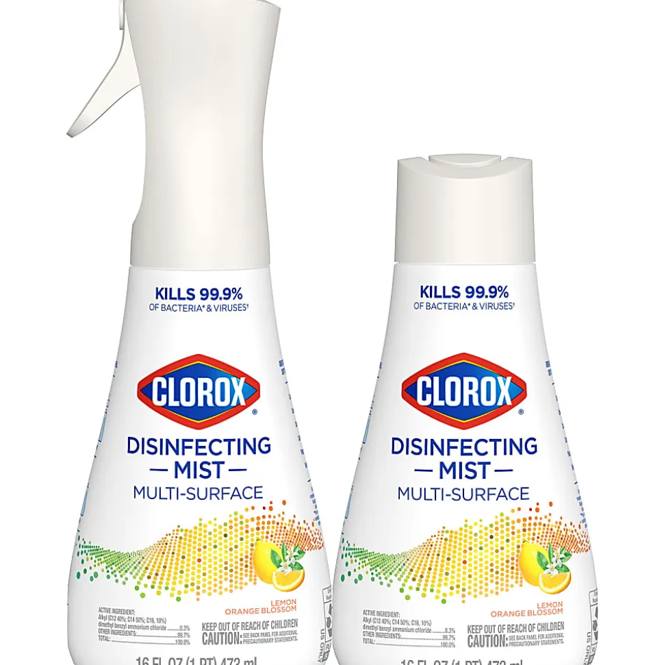 Clorox Disinfecting Mist Sanitizing And Antibacterial Disinfectant Spray, 16 Oz, Lemon And Orange Blossom