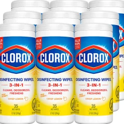 Clorox Disinfecting Wipes, Bleach Free, Crisp Lemon, 35 Wipes Per Pack,  Case Of 12 Packs