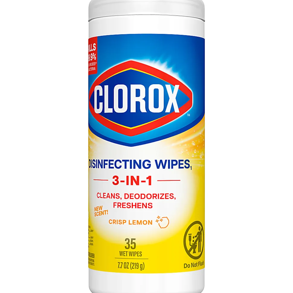 Clorox Disinfecting Wipes, Bleach Free, Crisp Lemon, 35 Wipes Per Pack, Case Of 12 Packs