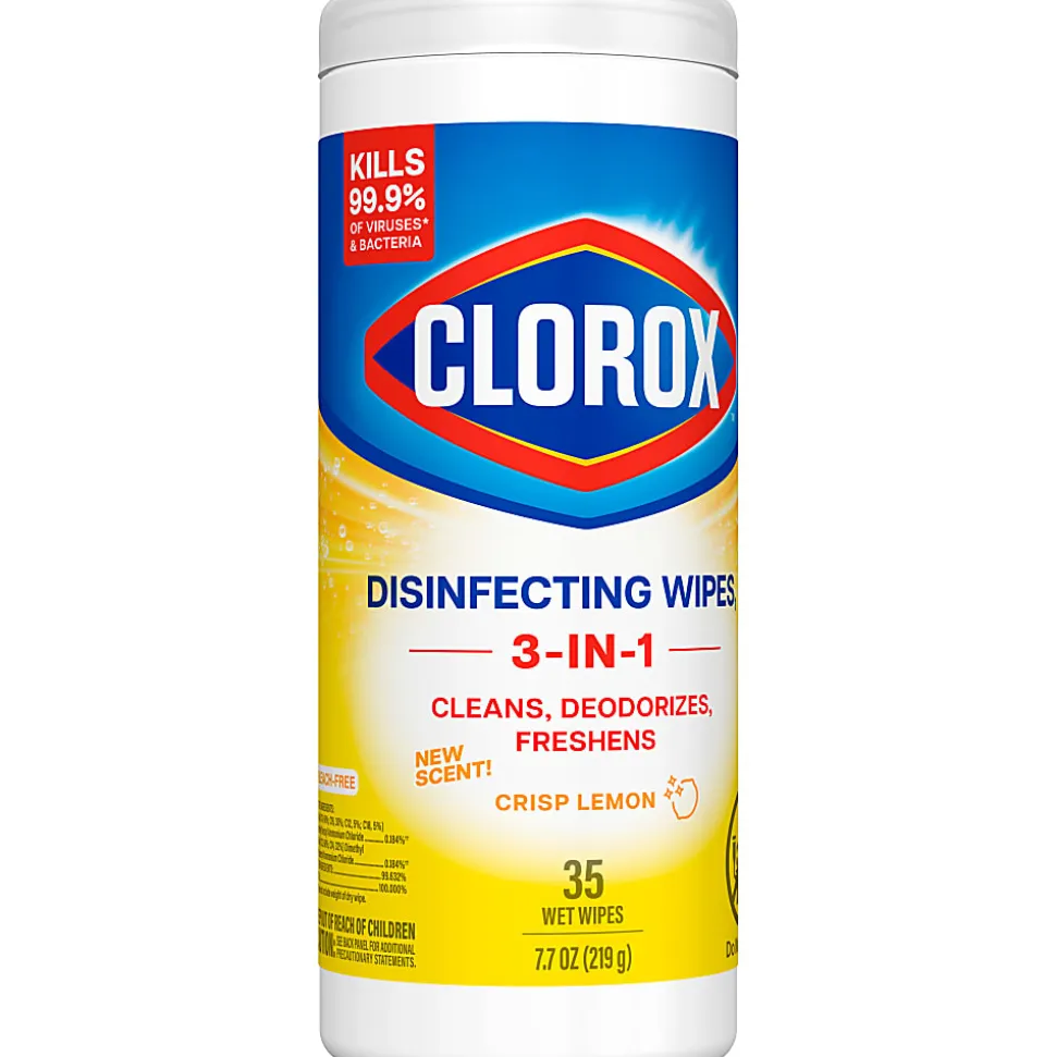 Clorox Disinfecting Wipes, Bleach Free, Crisp Lemon, 35 Wipes Per Pack, Case Of 12 Packs
