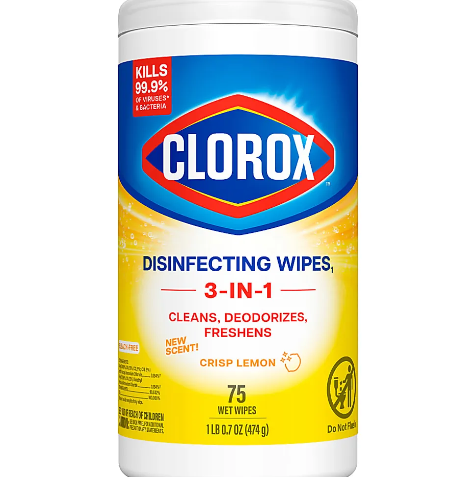 Clorox® Disinfecting Wipes, Bleach Free Cleaning Wipes – Crisp Lemon - 75 Count
