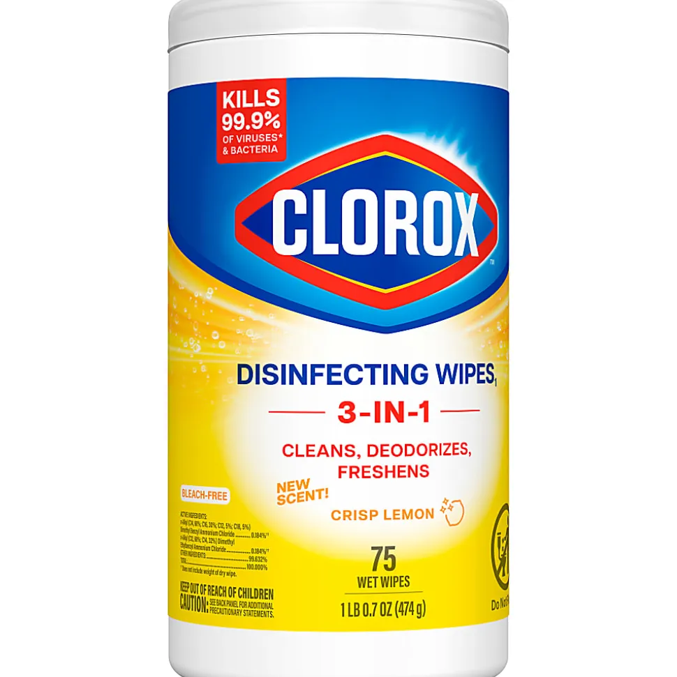 Clorox® Disinfecting Wipes, Bleach Free Cleaning Wipes – Crisp Lemon - 75 Count