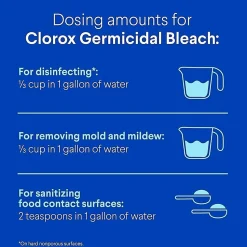 Clorox Germicidal Bleach Concentrate, Regular Scent, 121 Oz, White, Carton Of 3 Jugs