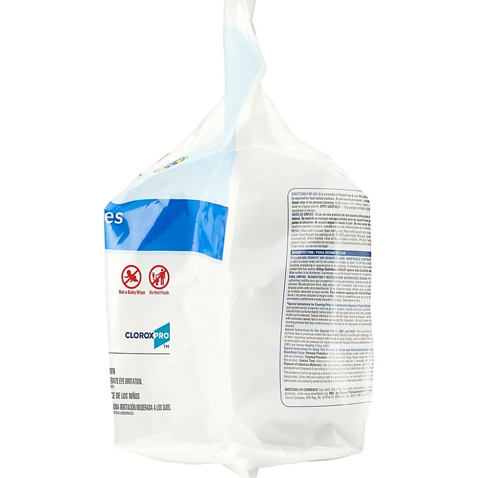 Clorox Healthcare Bleach Germicidal Wipes, 12" x 12", White, 110 Wipes Per Pack, Case Of 2 Packs