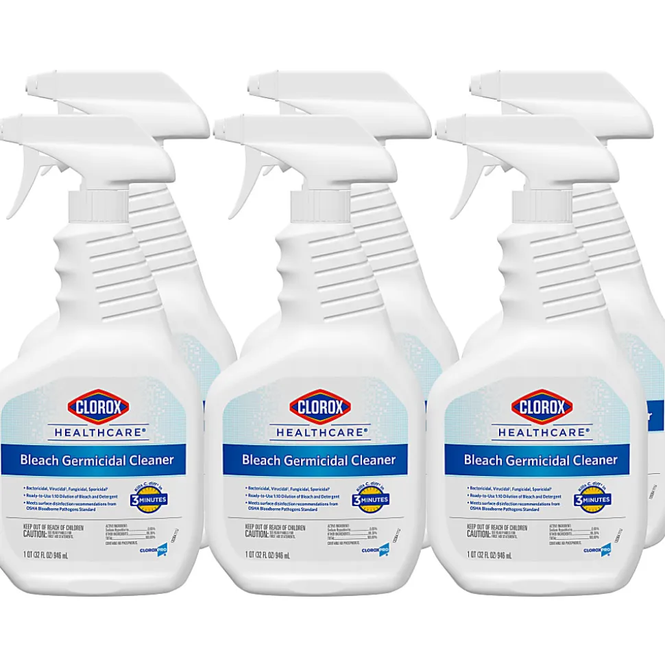 Clorox Healthcare® Bleach Germicidal Cleaner Spray, 32 Ounces Each (Pack of 6)