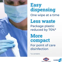 Clorox Healthcare Bleach Germicidal Wipes Refill - Ready-To-Use Wipe - 110 / Bag - 1 Each - White