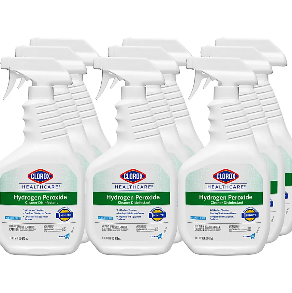Clorox® Healthcare® Hydrogen-Peroxide Cleaner/Disinfectant, 32 Oz Bottle, Case Of 9