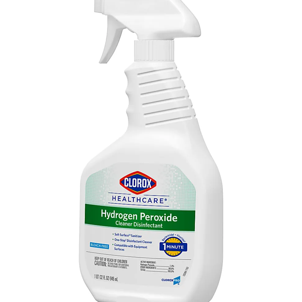 Clorox® Healthcare® Hydrogen-Peroxide Cleaner/Disinfectant, 32 Oz Bottle, Case Of 9