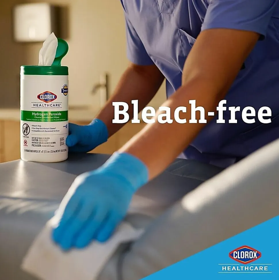Clorox® Healthcare® Hydrogen Peroxide Disinfecting Wipes, 9" x 6 3/4", Canister Of 95 Wipes
