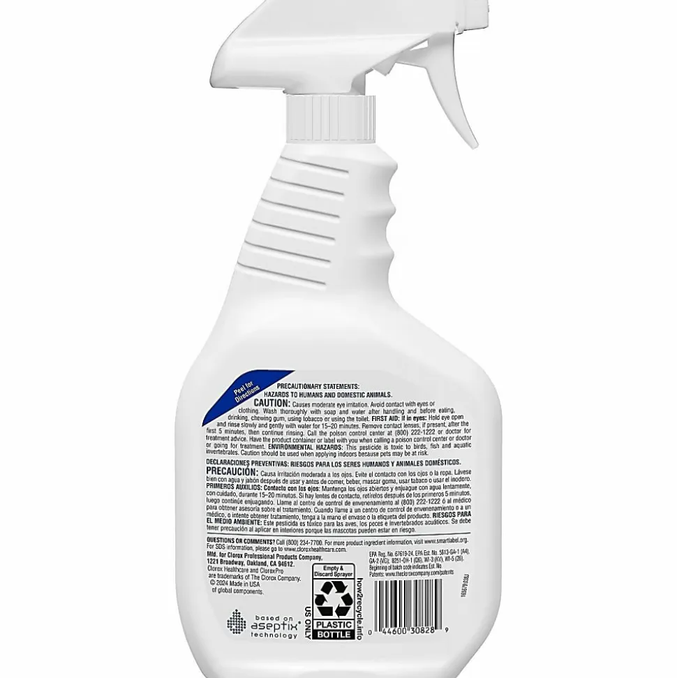 Clorox Healthcare Hydrogen Peroxide Cleaner Disinfectant Spray - 32 fl oz (1 quart) - Bleach-free, Disinfectant, Antibacterial - Clear - 9 / Carton