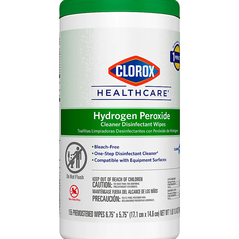 Clorox® Healthcare® Hydrogen Peroxide Wipes, Canister Of 155 Wipes