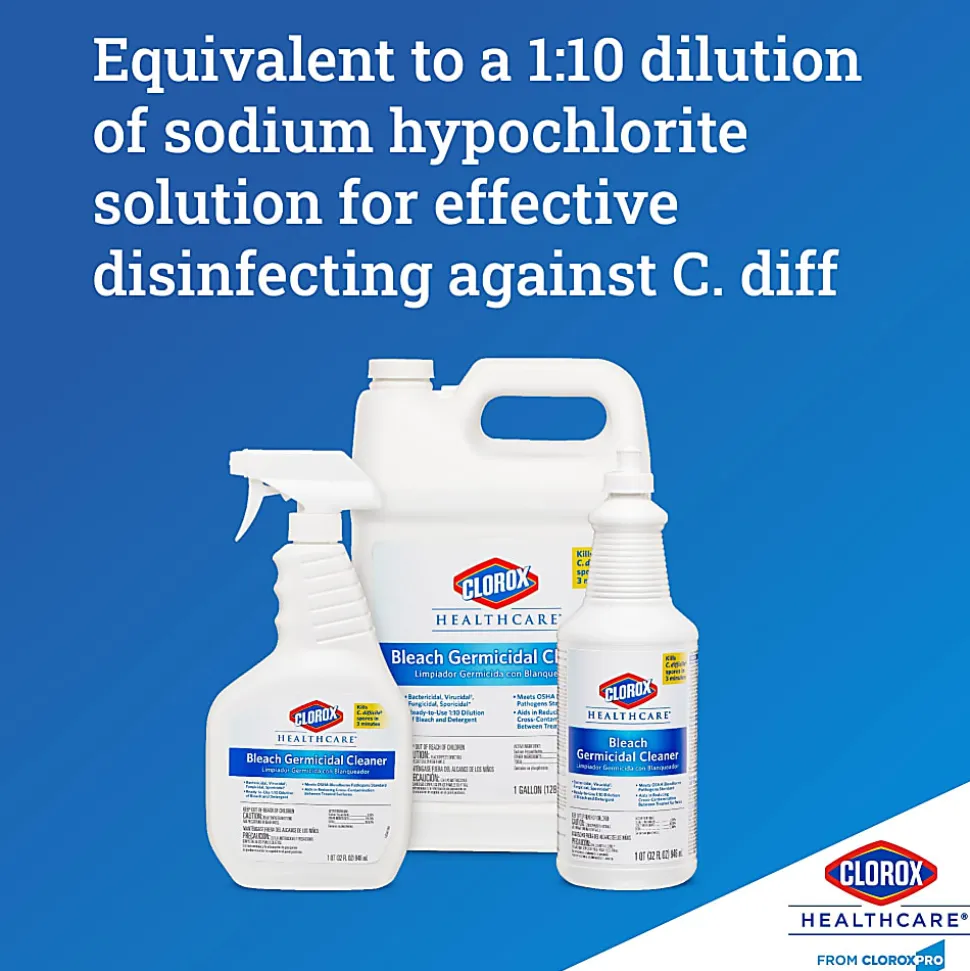 Clorox Healthcare Pull-Top Bleach Germicidal Cleaner - Ready-To-Use - 32 fl oz (1 quart) - Disinfectant, Fast Acting, Refillable, Cleanse, Ant
