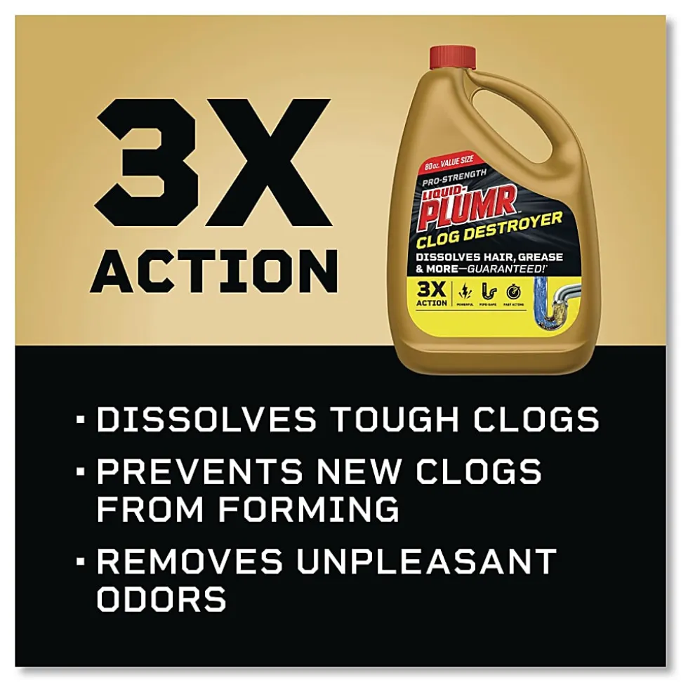 Clorox Liquid Plumr® Pro-Strength Full Clog Destroyer Plus PipeGuard, Gel, 80 oz