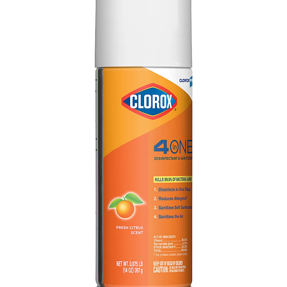 CloroxPro™ Clorox® 4 in One Disinfectant & Sanitizer, Citrus, 14 Ounce Can