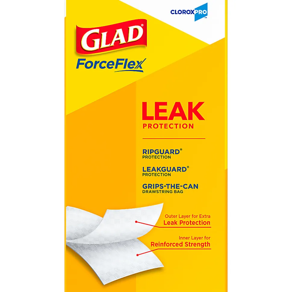CloroxPro Glad ForceFlex Tall Kitchen Drawstring Trash Bags, 0.78 mil, 13 Gallon, Box of 100 (78374)
