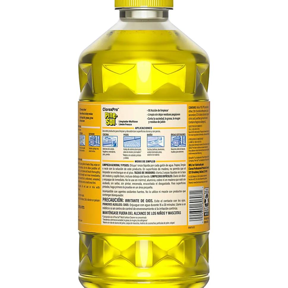 CloroxPro Pine-Sol Multi-Surface Cleaner, Lemon Fresh, 80 Fl Oz, Pack Of 3 Bottles