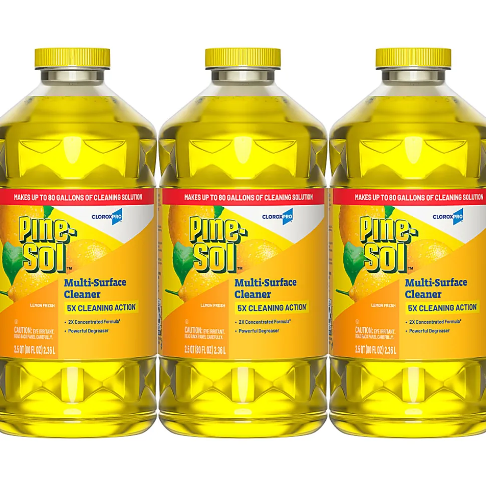 CloroxPro Pine-Sol Multi-Surface Cleaner, Lemon Fresh, 80 Fl Oz, Pack Of 3 Bottles