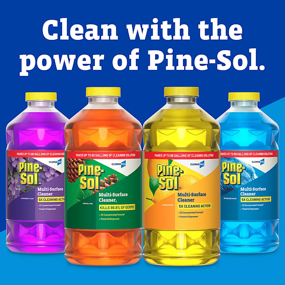 CloroxPro Pine-Sol Multi-Surface Cleaner, Lemon Fresh, 80 Fl Oz, Pack Of 3 Bottles