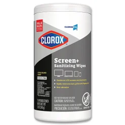 CloroxPro ScreenPlus Screen Sanitizing Wipes, 6x8, Citrus Blend, 75/Canister, 6 Canisters/CT