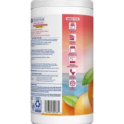 Clorox Scentiva Bleach-Free Cleaning Wipes, Grapefruit & Orange Blossom, 7" x 7-1/4", Canister Of 75 Wipes