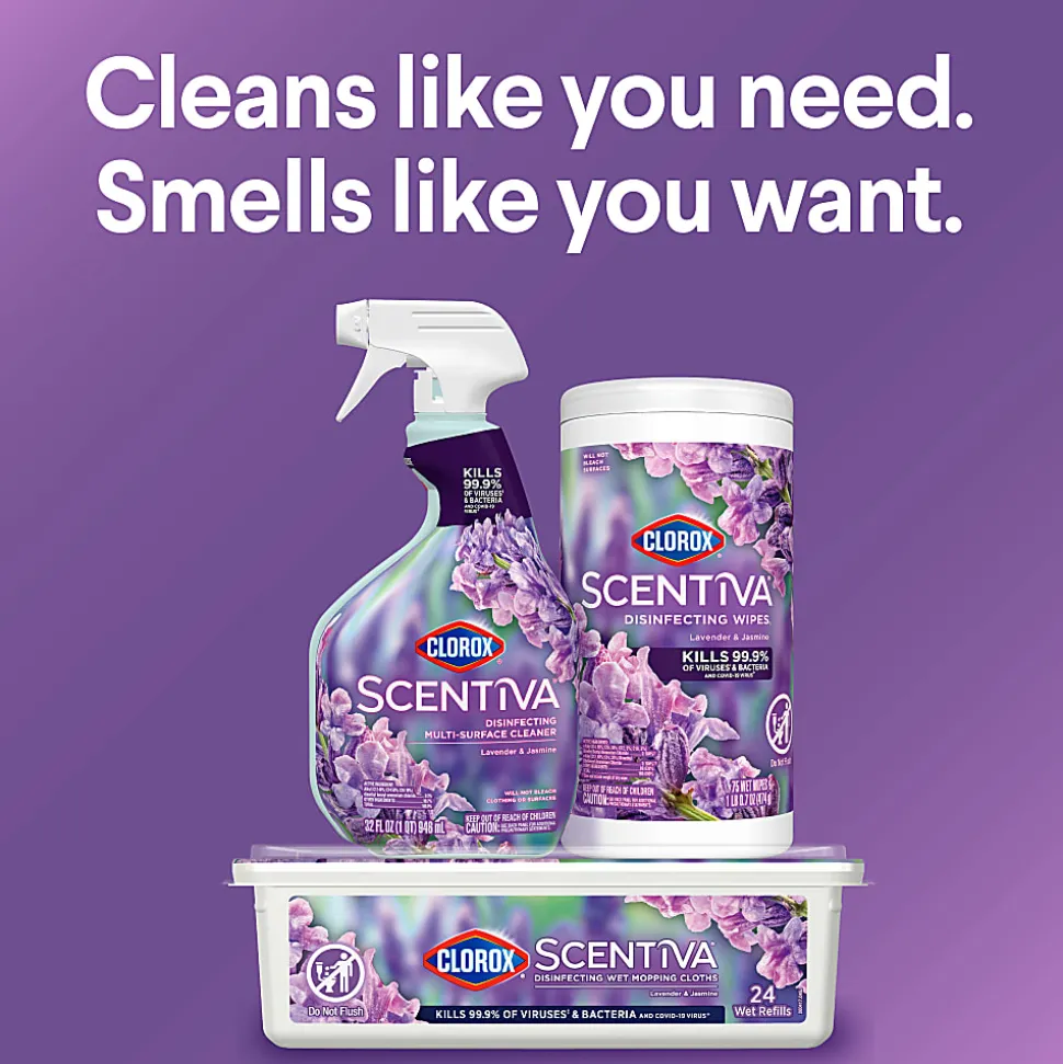 Clorox Scentiva Wipes, Bleach Free Cleaning Wipes, Lavender & Jasmine, 75 Count (60040)