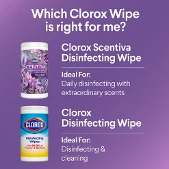 Clorox Scentiva Wipes, Bleach Free Cleaning Wipes, Lavender & Jasmine, 75 Count (60040)