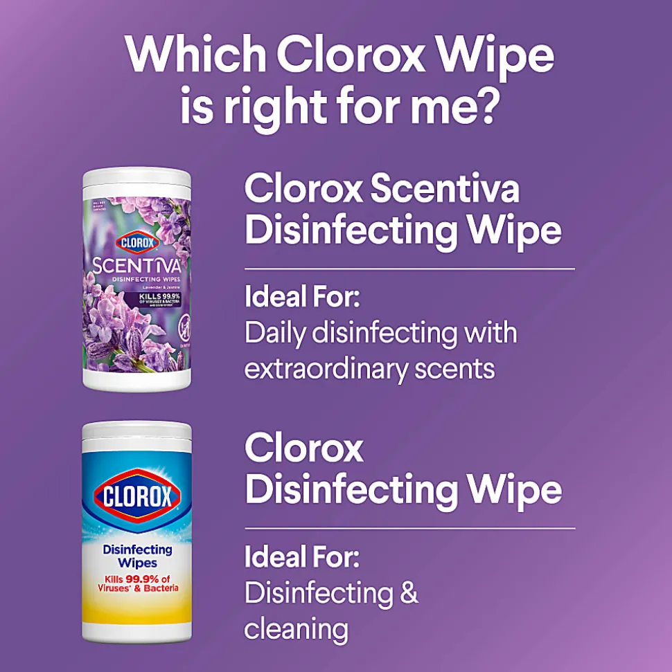 Clorox Scentiva Wipes, Bleach Free Cleaning Wipes, Lavender & Jasmine, 75 Count (60040)