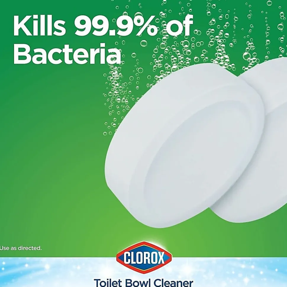 Clorox Ultra Clean Toilet Tablets Bleach - 3.50 oz (0.22 lb) - Deodorize - White - 2/Pack - 6 / Carton