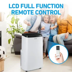 COBY Portable Air Conditioner 4-in-1 AC Unit, Heater, Dehumidifier & Fan, 12,000 BTU, 28-15/16”H x 16-3/4”W x 14-3/4”D, White