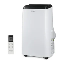 COBY Portable Air Conditioner 4-in-1 AC Unit, Heater, Dehumidifier & Fan, 12,000 BTU, 28-15/16”H x 16-3/4”W x 14-3/4”D, White