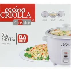 Cocina Criolla 3-Cup Portable Electric Rice Cooker, White