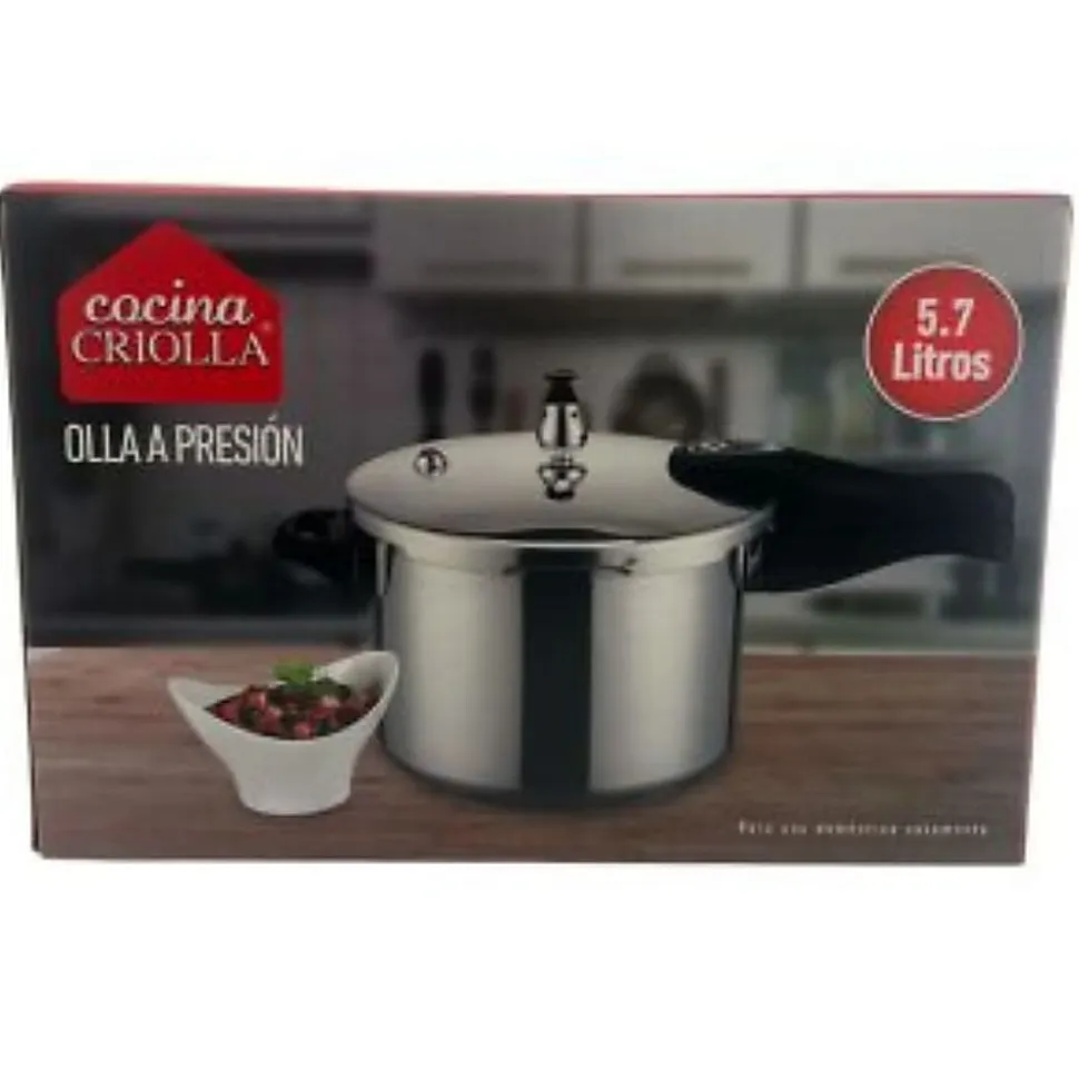 Cocina Criolla Pressure Cooker, 6-Liter, Chrome