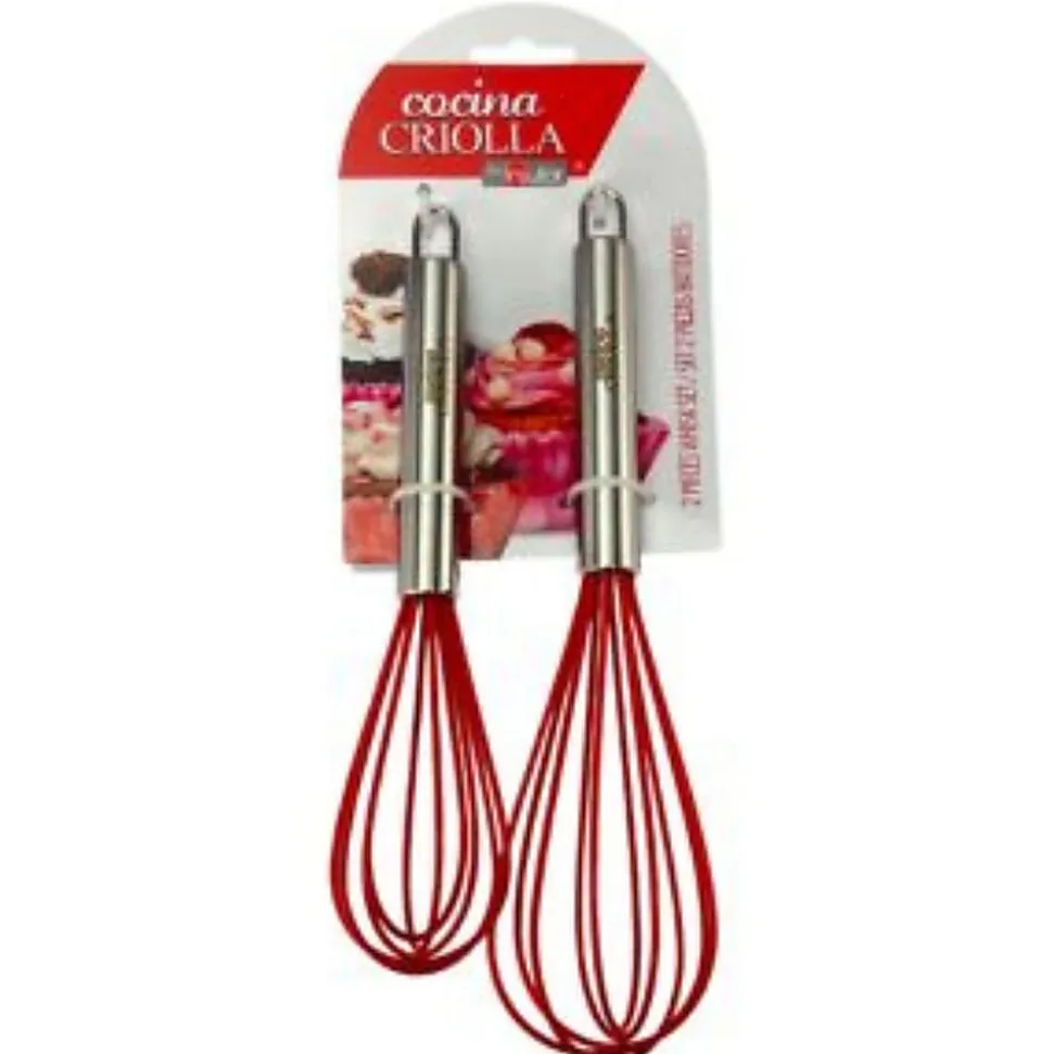 Cocina Criolla Whisk Set, Gray, Set Of 2 Whisks