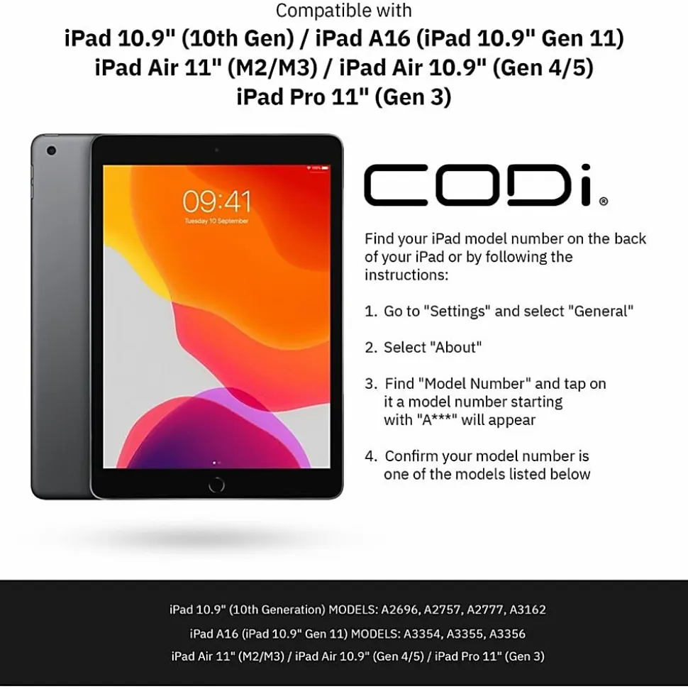 CODi Bluetooth Keyboard Folio Case w/ Trackpad for iPad 10.9" (10th/11th Gen) & iPad A16 - C30708524
