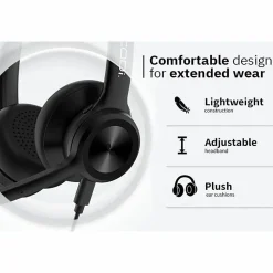 CODi CLARO Wired Stereo Dual Ear Headset with AI-Powered ENC Microphone - with AI-Powered ENC Microphone