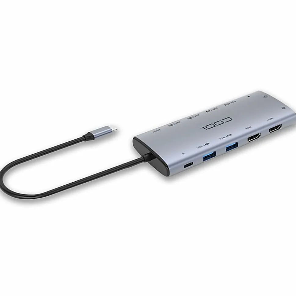 CODi 12-in-1 USB-C Multi-Port Hub - Expand a single USB-C connection into multi-display video, networking, charging, and peripheral connectivity