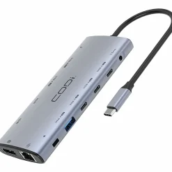 CODi 12-in-1 USB-C Multi-Port Hub - Expand a single USB-C connection into multi-display video, networking, charging, and peripheral connectivity